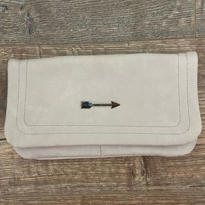 Beige Arrow clutch or crossbody purse